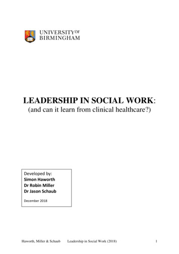 LEADERSHIP IN SOCIAL WORK - University Of Birmingham