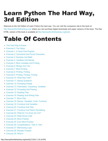Learn Python The Hard Way, 3rd Edition Table Of Contents - GitHub