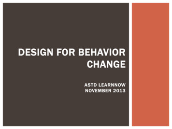 DESIGN FOR BEHAVIOR CHANGE - Usable Learning