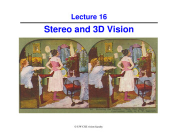 Stereo And 3D Vision - University Of Washington
