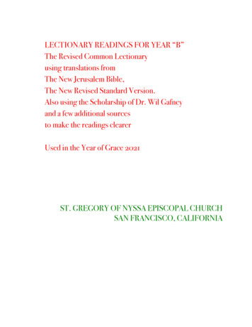 LECTIONARY READINGS FOR YEAR 
