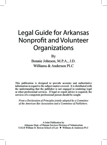 Legal Guide For Arkansas Nonprofit And Volunteer Organizations