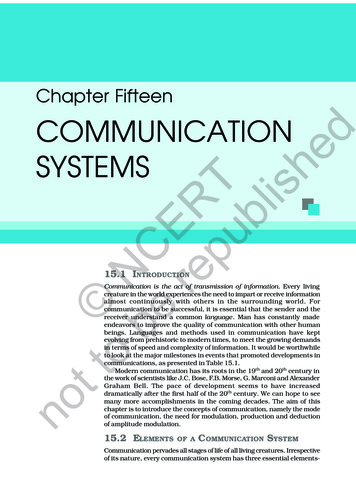 Chapter Fifteen COMMUNICATION SYSTEMS Not To Be Republished - NCERT