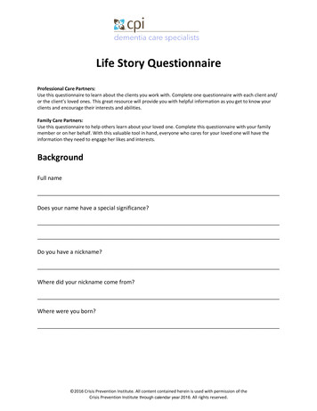 Life Story Questionnaire - Crisis Prevention Institue