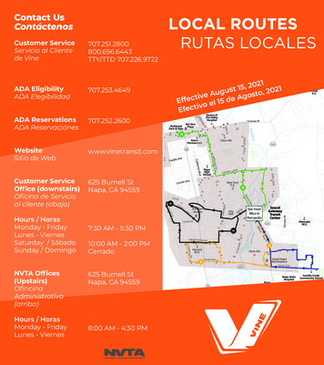 Contact Us LOCAL ROUTES Contáctenos RUTAS LOCALES - VINE Transit