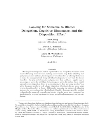 Looking For Someone To Blame: Delegation, Cognitive Dissonance, And The .