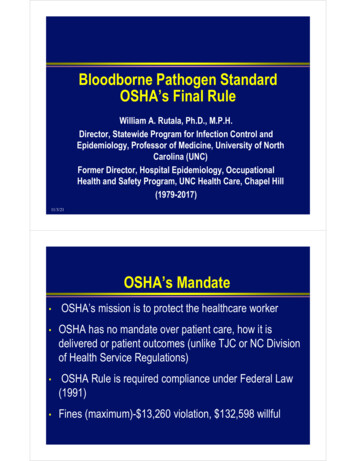 Bloodborne Pathogen Standard OSHA's Final Rule