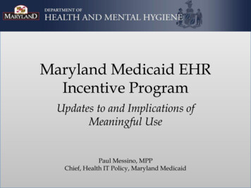 Maryland Medicaid EHR Incentive Program