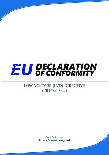(2014/35/Eu) Low Voltage (Lvd) Directive
