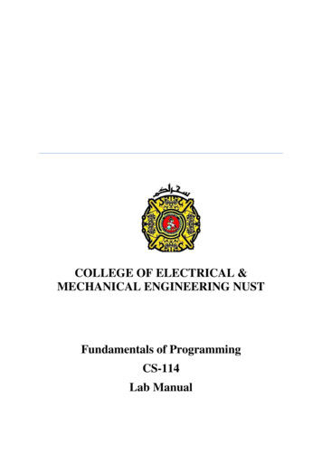 COLLEGE OF ELECTRICAL & MECHANICAL ENGINEERING NUST Fundamentals Of .