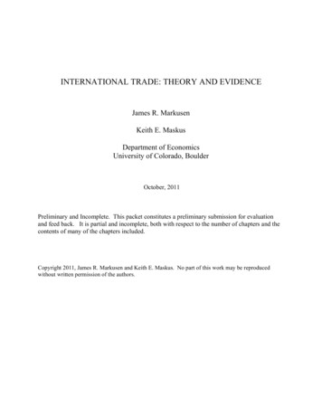 International Trade: Theory And Evidence