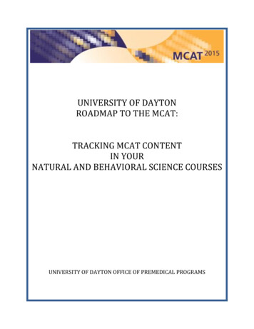 University Of Dayton Roadmap To The Mcat: Tracking Mcat Content In Your .