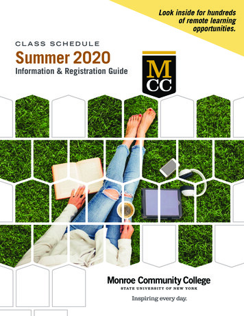 CLASS SCHEDULE Summer 2020 - Monroecc.edu
