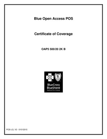 Blue Open Access POS Certificate Of Coverage - The Diamond Benefit Group