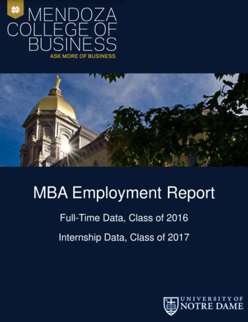 MBA Employment Report - Mendoza Graduate Career Services