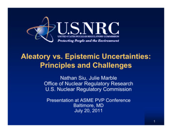 Aleatory Vs. Epistemic Uncertainties: Principles And Challenges