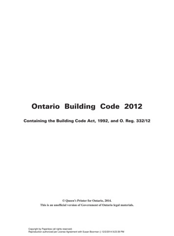 Ontario Building Code 2012 - ECAO