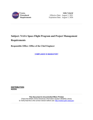 Subject: NASA Space Flight Program And Project Management Requirements