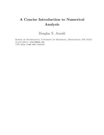 A Concise Introduction To Numerical Analysis