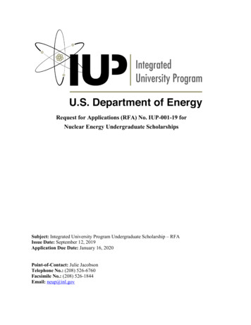 Request For Applications (RFA) No. IUP-001-19 For Nuclear Energy . - NEUP