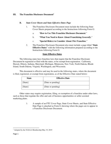 III. The Franchise Disclosure Document1 - NASAA