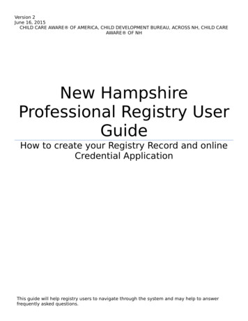 New Hampshire Professional Registry User Guide