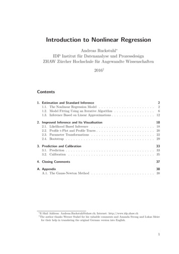 Introduction To Nonlinear Regression - ETH Z