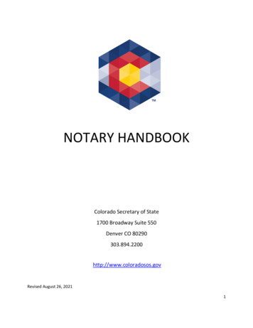 Notary Handbook - Colorado Secretary Of State