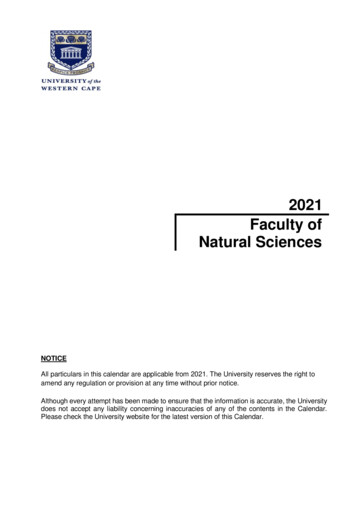 2021 Faculty Of Natural Sciences - UWC