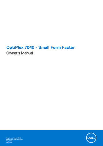 OptiPlex 7040 - Small Form Factor Owner's Manual - Dell
