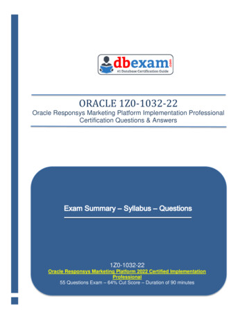 Oracle Responsys Marketing Platform Implementation Professional .