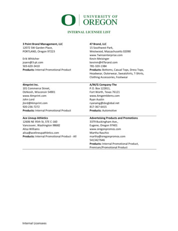 Oregon Internal Licensee List