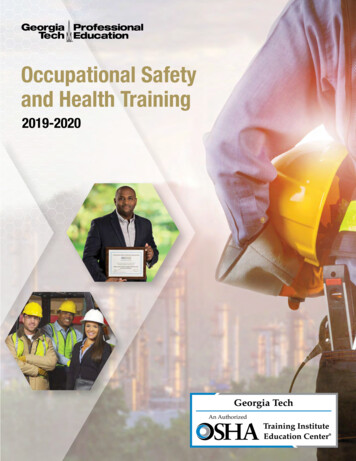 Occupational Safety And Health Training - Georgia Tech Professional .