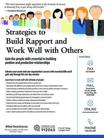 Strategies To Build Rapport And Work Well With Others