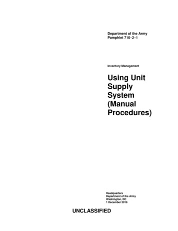 Inventory Management Using Unit Supply System (Manual Procedures)