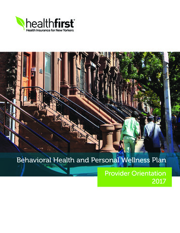 Behavioral Health And Personal Wellness Plan