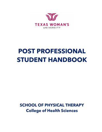 Post Professional Student Handbook March 2022 - Twu.edu