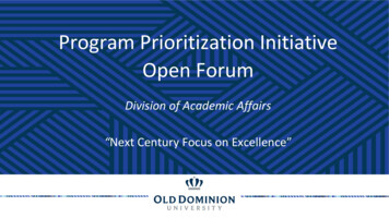 Program Prioritization Initiative Open Forum - ODU