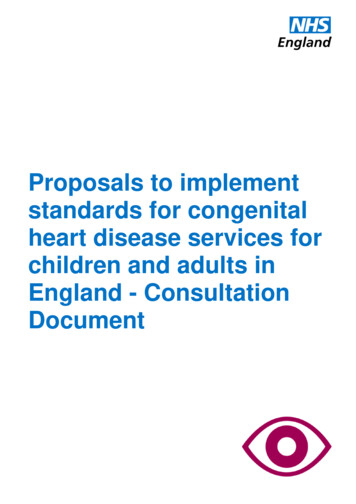 Proposals To Implement Standards For Congenital Heart Disease Services .