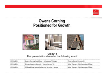 Owens Corning Positioned For Growth