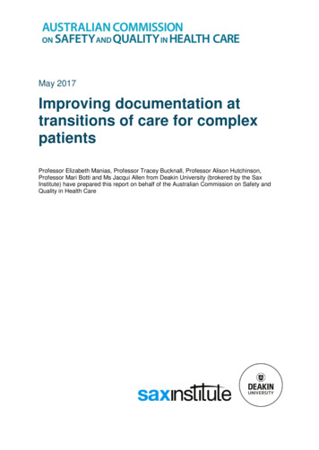 May 2017 Improving Documentation At Transitions Of Care For Complex .
