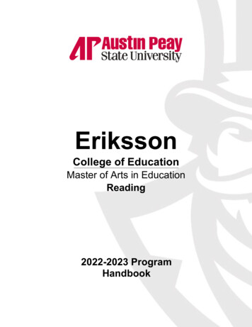 Handbook Reading 2022 Revised - Apsu.edu