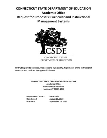 CONNECTICUT STATE DEPARTMENT OF EDUCATION Academic Office Request For .