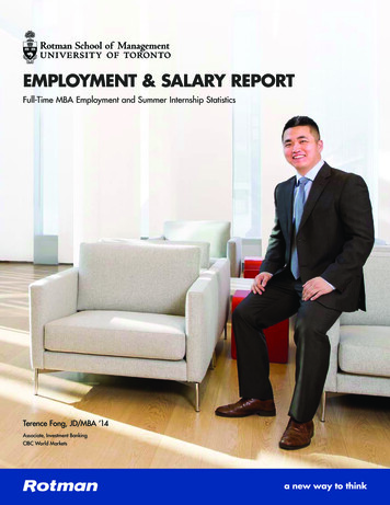 EMPLOYMENT & SALARY REPORT - University Of Toronto