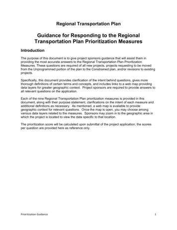 Guidance For Responding To The Regional Transportation Plan .