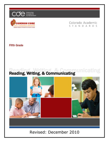 Reading, Writing, & Communicating - CDE