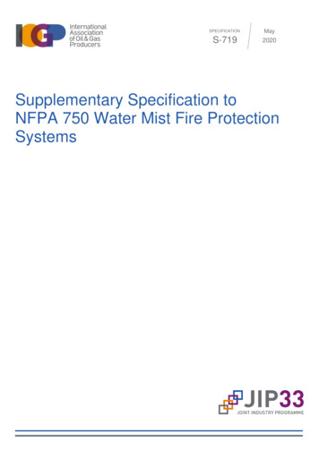 Supplementary Specification To NFPA 750 Water Mist Fire . - JIP33