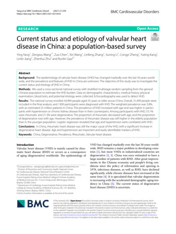 Current Status And Etiology Of Valvular Heart Disease In China: A .