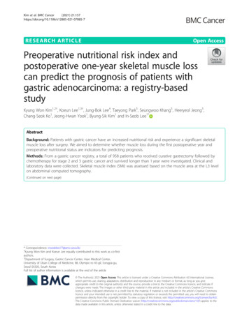Preoperative Nutritional Risk Index And Postoperative One . - BMC Cancer