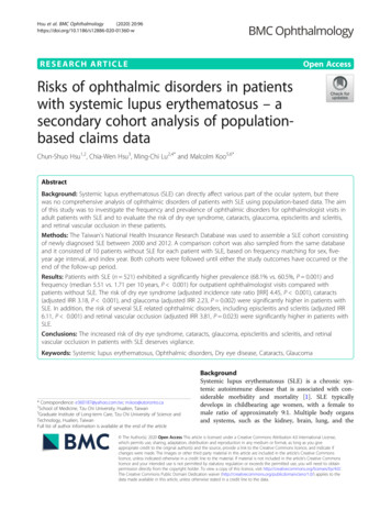 Risks Of Ophthalmic Disorders In Patients With Systemic Lupus .